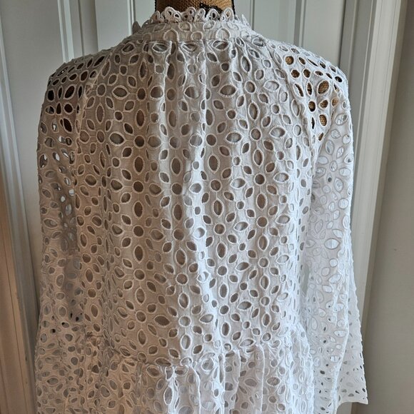 J Crew Tiered Embroidered Eyelet Dress Size L White - Picture 6 of 14